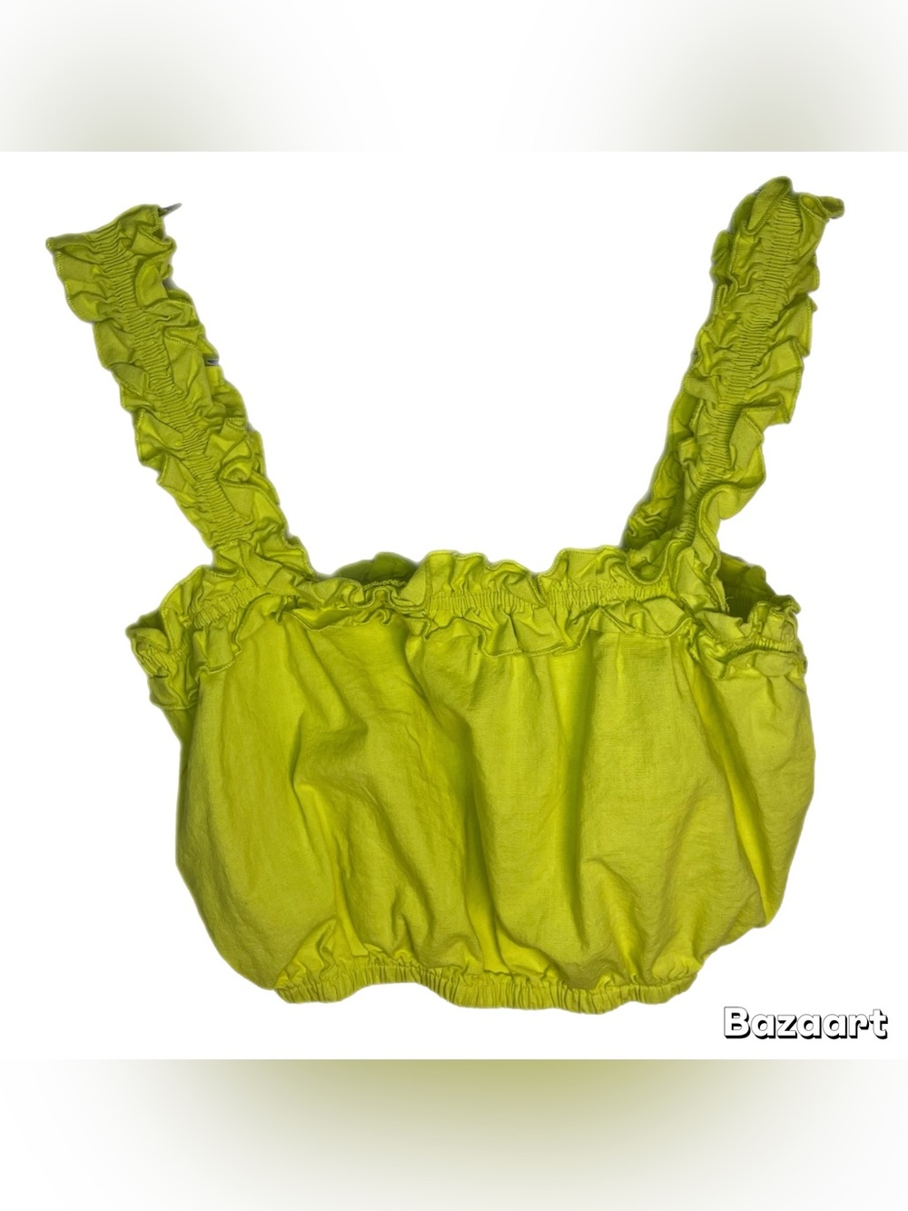 Mi Ami Chartreuse Boho Ruffled Crop Top